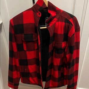 Urban Pipeline Red and Black Plaid Shirt Jacket
